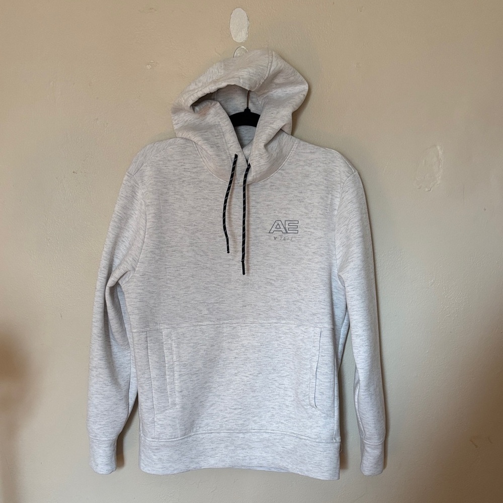 American Eagle Outfitters Light Heather Gray Hoodie with AE Logo